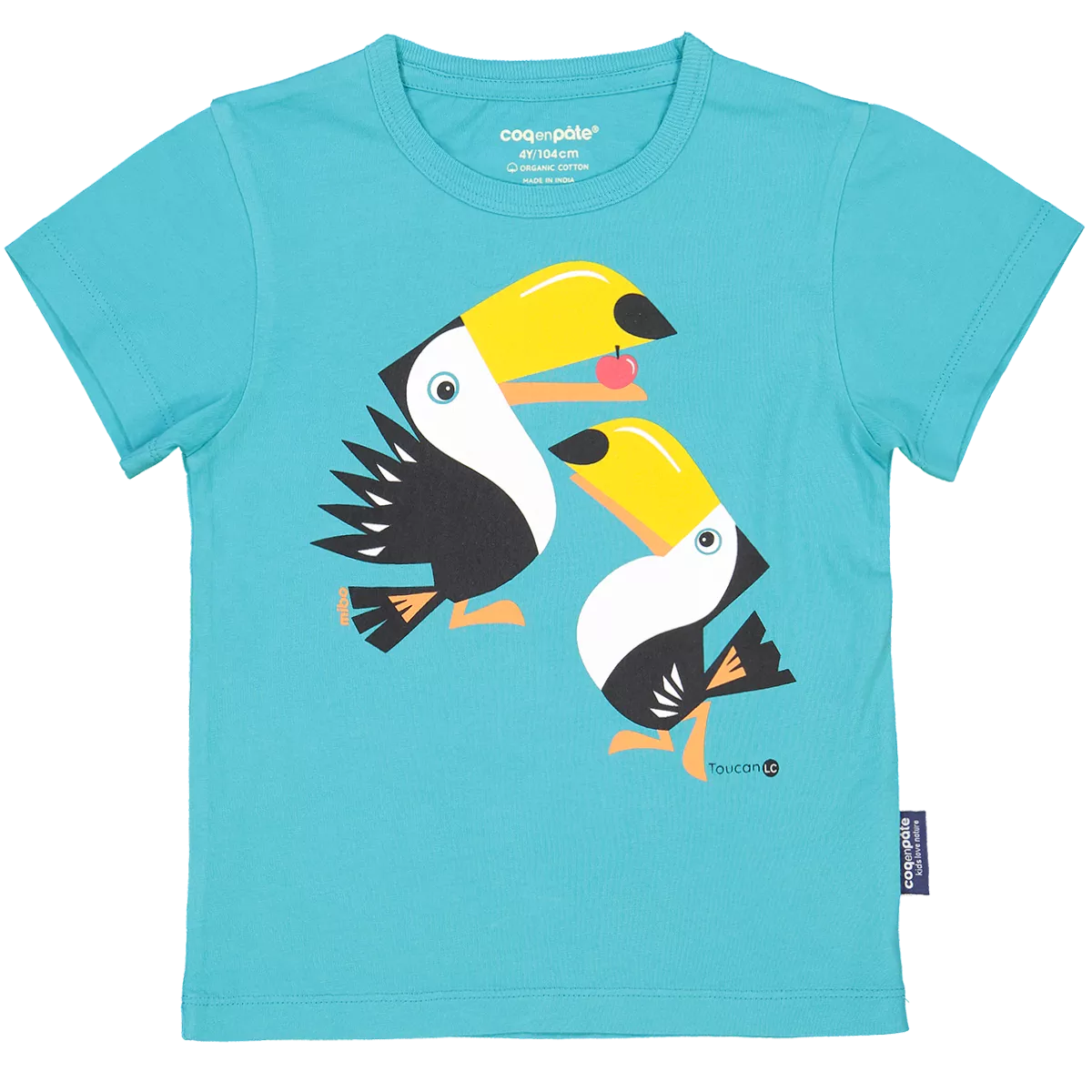 T-Shirt Coton Bio bleu Toucan avant