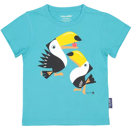 T-Shirt Coton Bio bleu Toucan avant