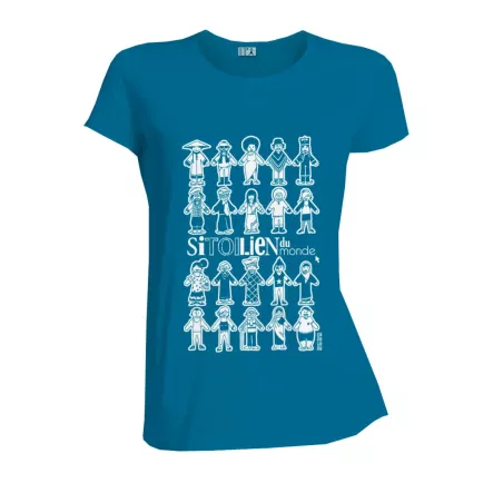 Tee-Shirt en coton bio bleu face