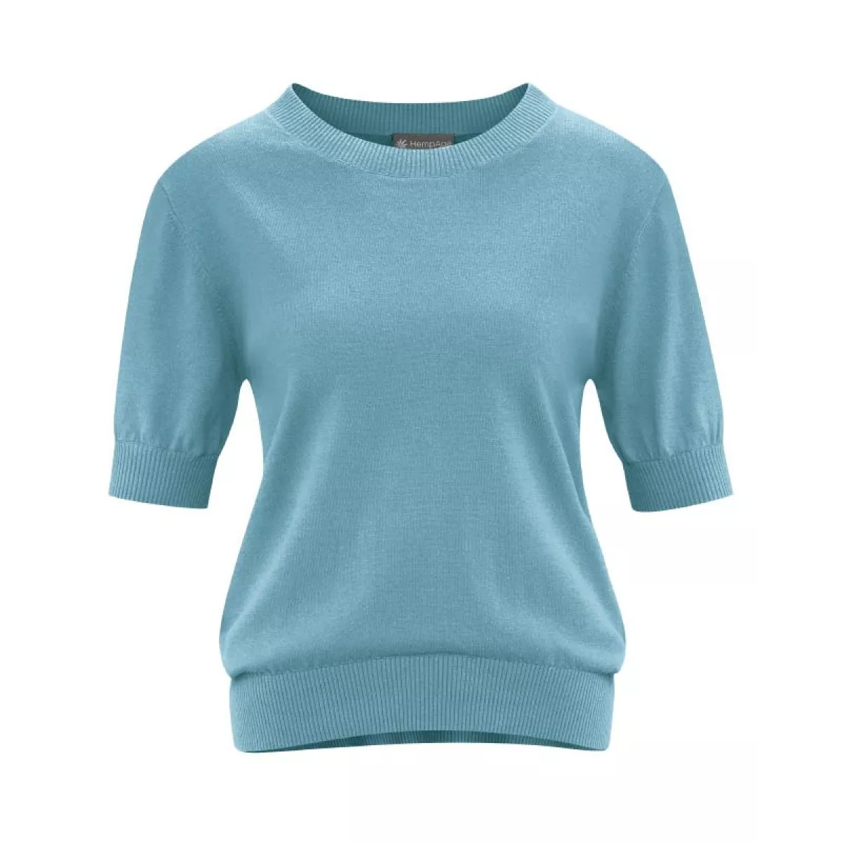 Pull manche courte chanvre et coton bio bleu