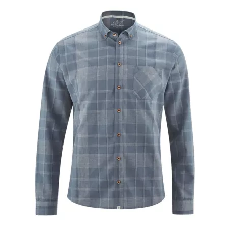Chemise à carreaux couleurs contrastées coton bio et chanvre