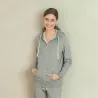 Veste femme, sweat gris zippé à capuche en coton biologique