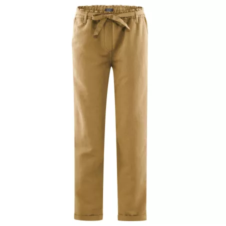 Pantalon femme lin bio et coton bio marron de la marque Living Crafts