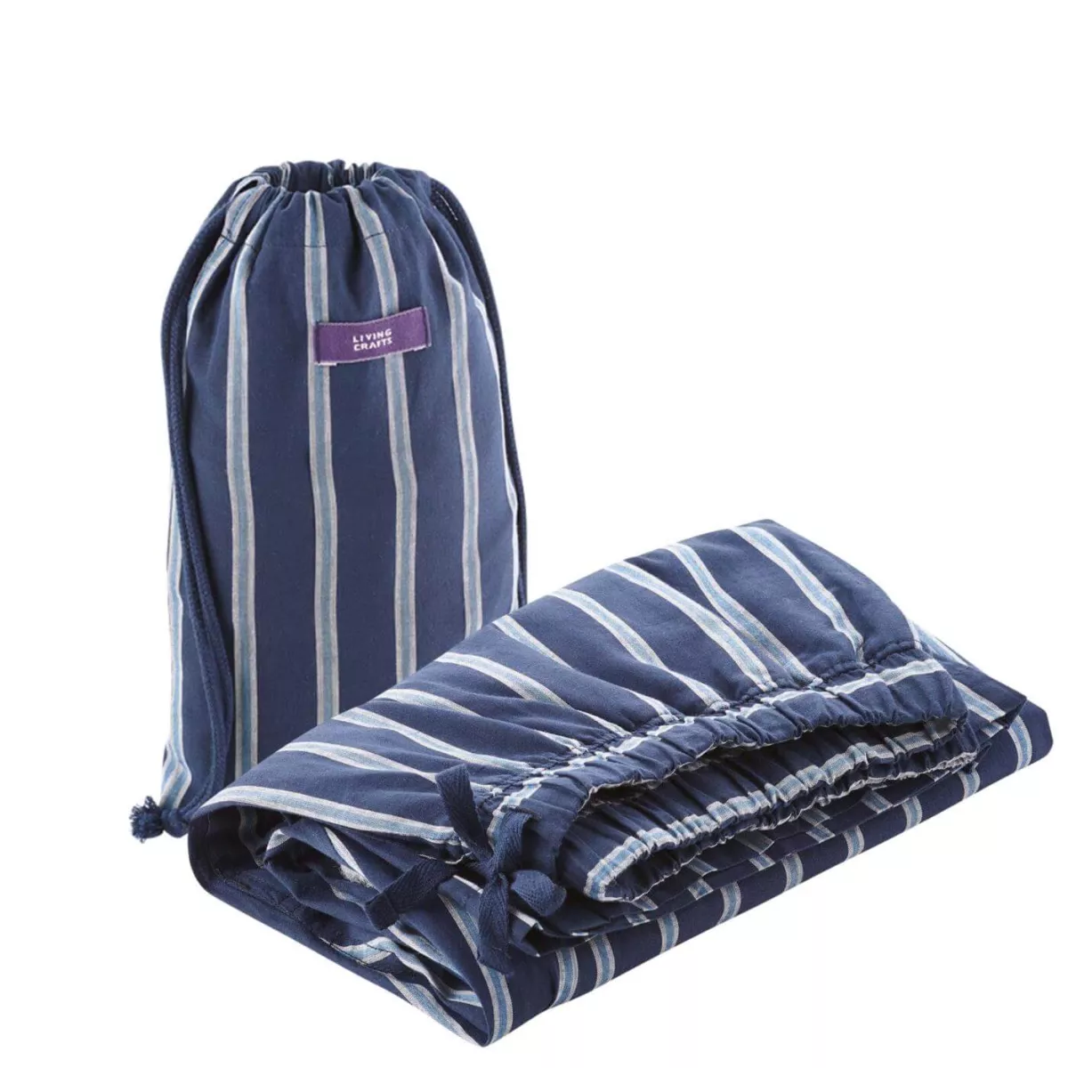 Pantalon de pyjama en coton bio rayures bleues et blanches