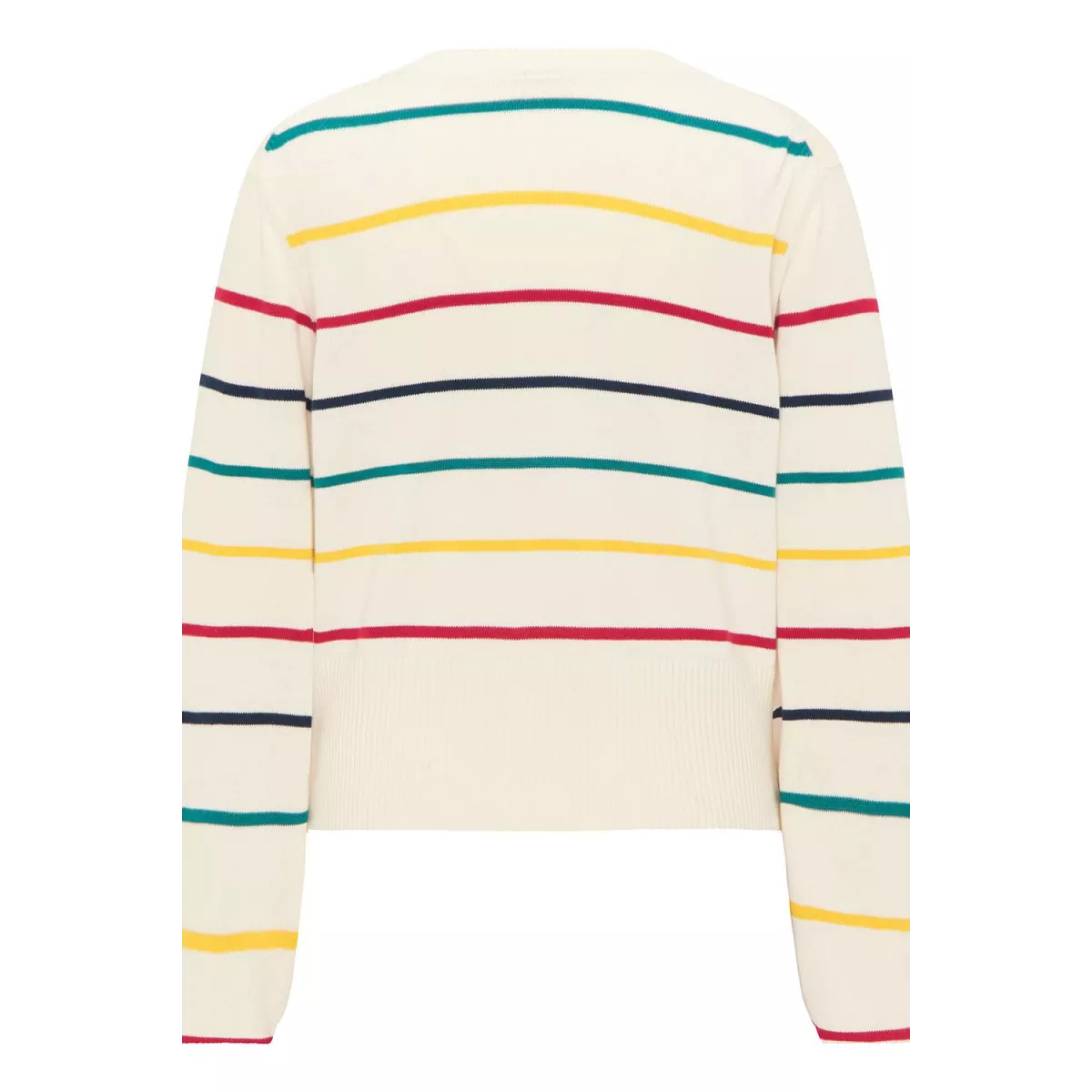 Cardigan en coton bio, motif rayé, beige, GOTS