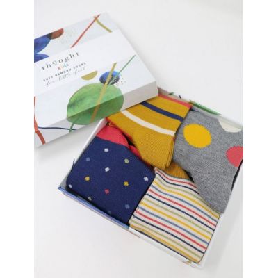 Coffret cadeau de 4 paires de chaussettes pour enfant en coton biologique et bambou