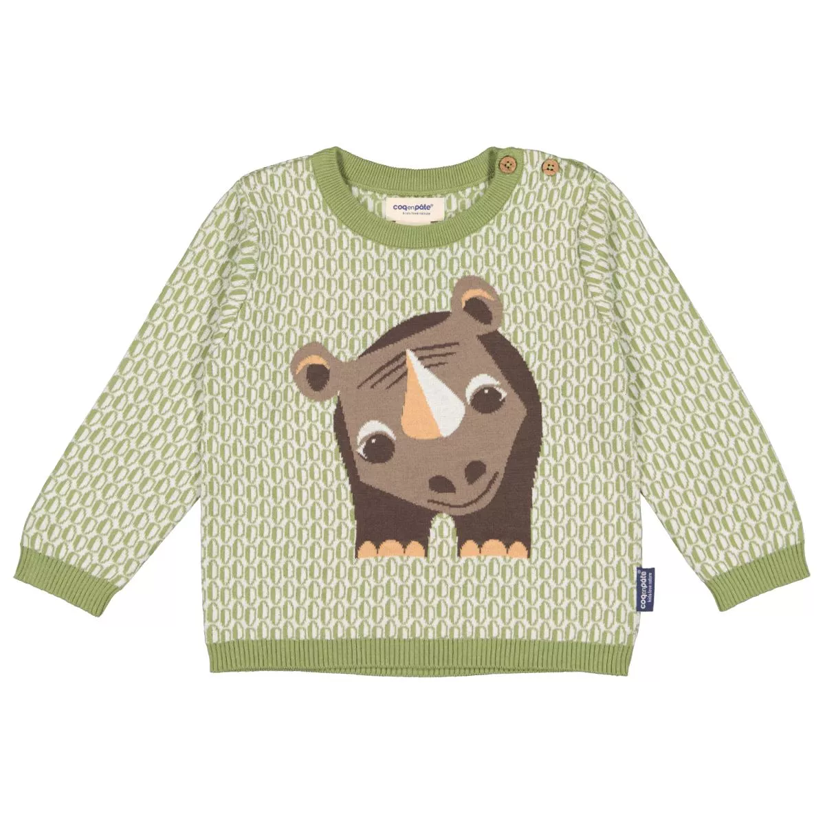 Pull tricot enfant coton bio rhinocéros