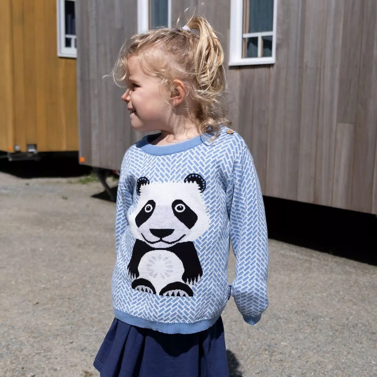 Pull éthique bleu avec panda, 100% coton bio