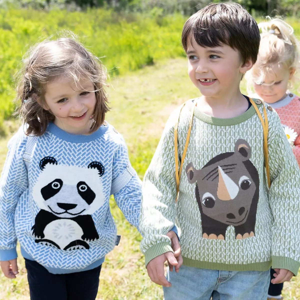 Pull éthique bleu avec panda, 100% coton bio