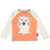 T-shirt rose manches longues raglan, coton bio ours polaire