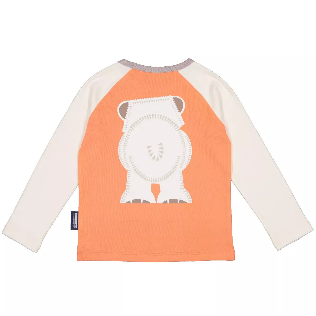 T-shirt rose manches longues raglan, coton bio ours polaire