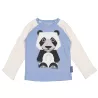 T-shirt bleu manches longues raglan, coton bio panda