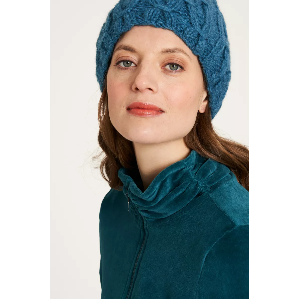 Veste zippée col haut, en coton bio, couleur unie, GOTS
