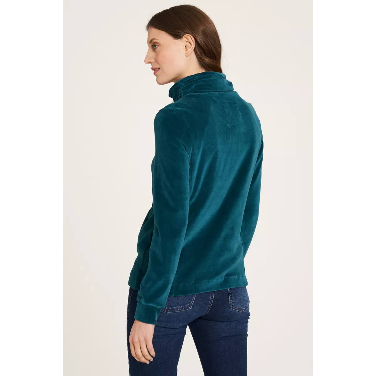 Veste zippée col haut, en coton bio, couleur unie, GOTS