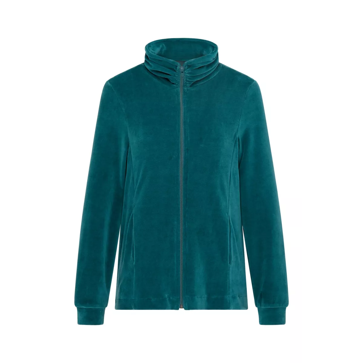 Veste zippée col haut, en coton bio, couleur unie, GOTS