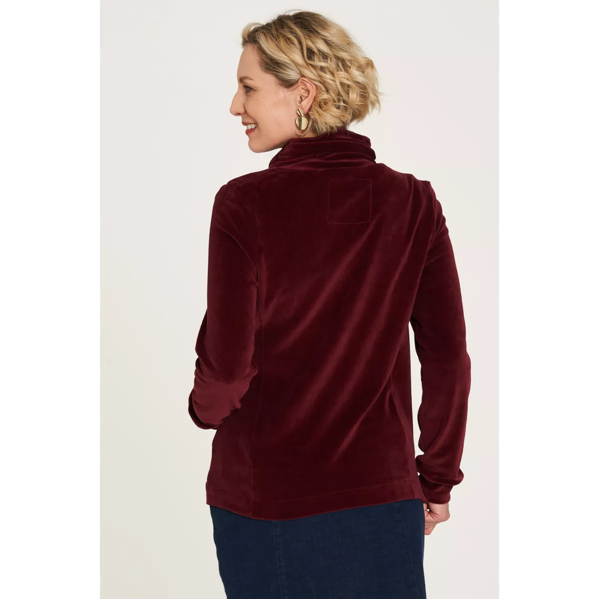 Veste zippée col haut, en coton bio, couleur unie, GOTS