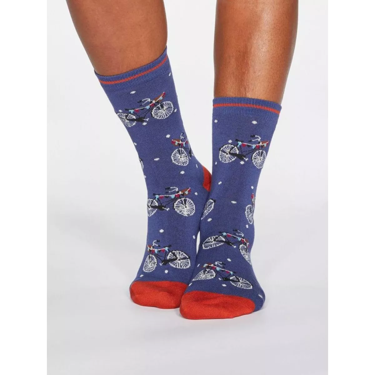 Chaussettes femme bambou vélos et pois