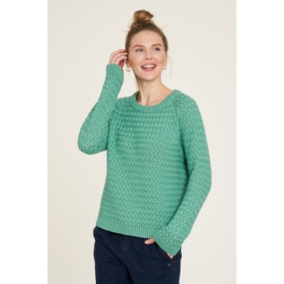 Pull tricoté vert couleur sauge coton bio
