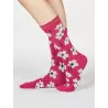 Chaussettes bambou et coton bio roses motif fleurs