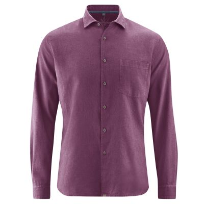 Chemise violet habillée manches longues chanvre et coton bio