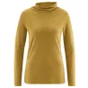 Haut ocre chanvre et coton bio manches longues col gobelet