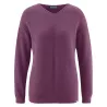 Pull violet chanvre et coton bio col V indémodable