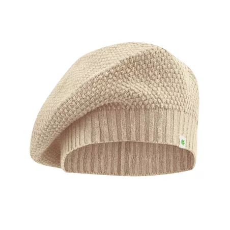 Beret tricoté en chanvre et coton bio