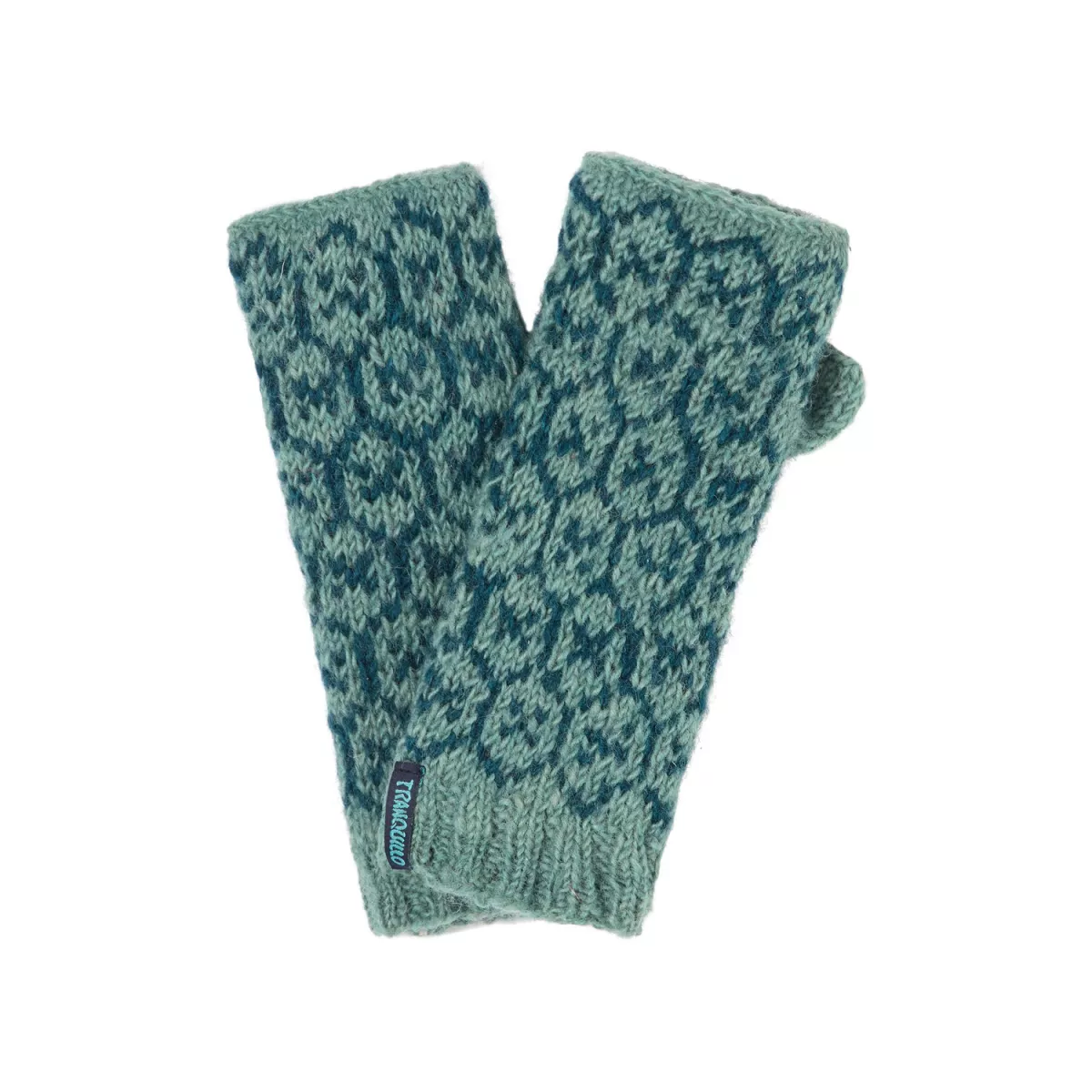 Mitaines, chauffe mains en laine bleu sauge