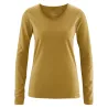 Haut femme couleur ocre coton bio et chanvre Lene