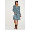 Robe vert émeraude et orange imprimé tropical