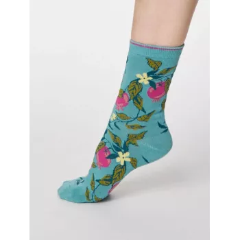 Chaussettes vertes bambou imprimé fruits