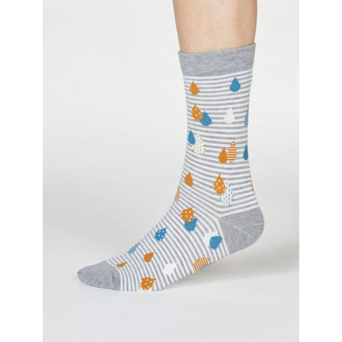 Chaussettes bambou gris imprimé gouttes d'eau