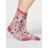 Chaussettes bambou rose imprimé gouttes d'eau