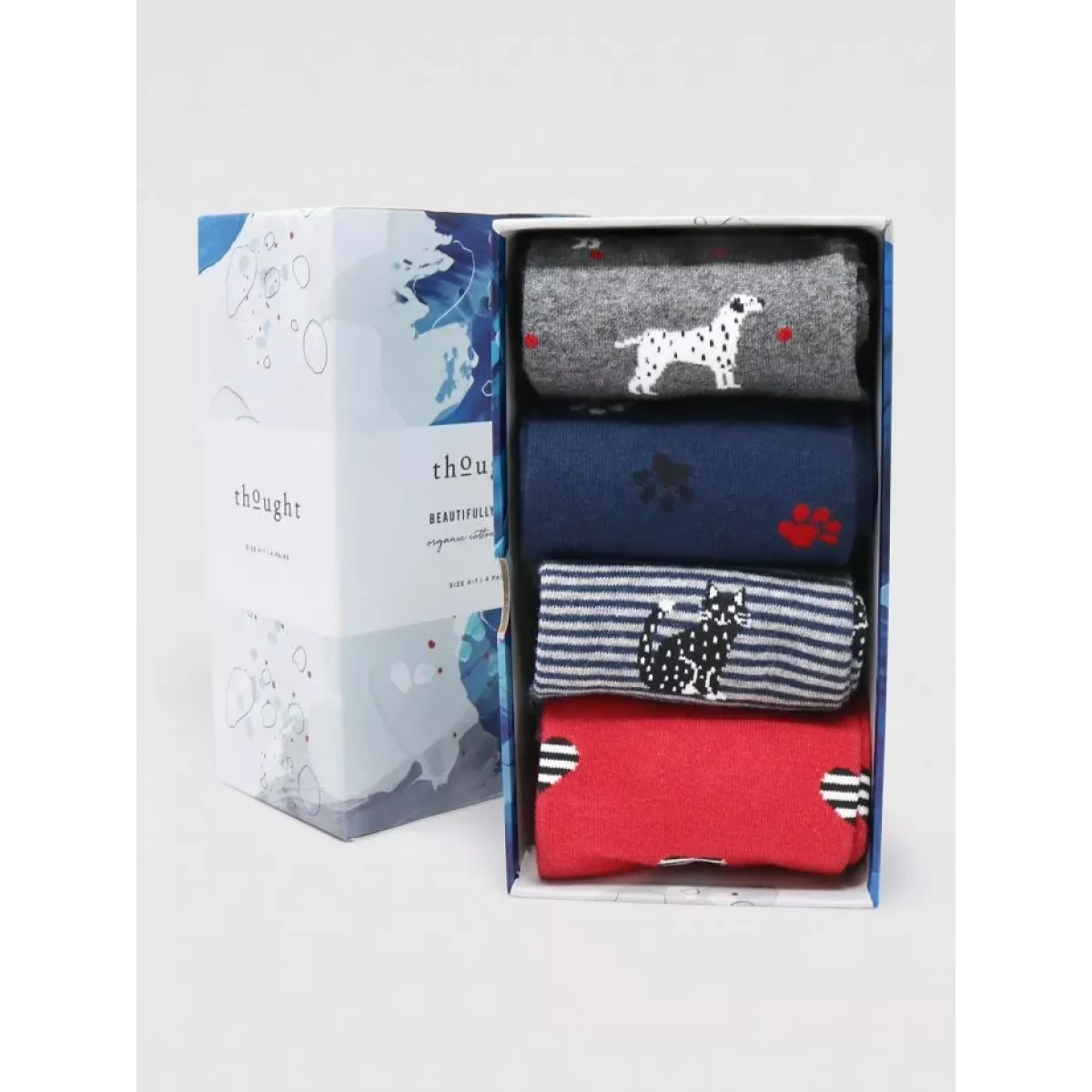 Boîte cadeau 4 paires de chaussettes bambou imprimé chiens et chats