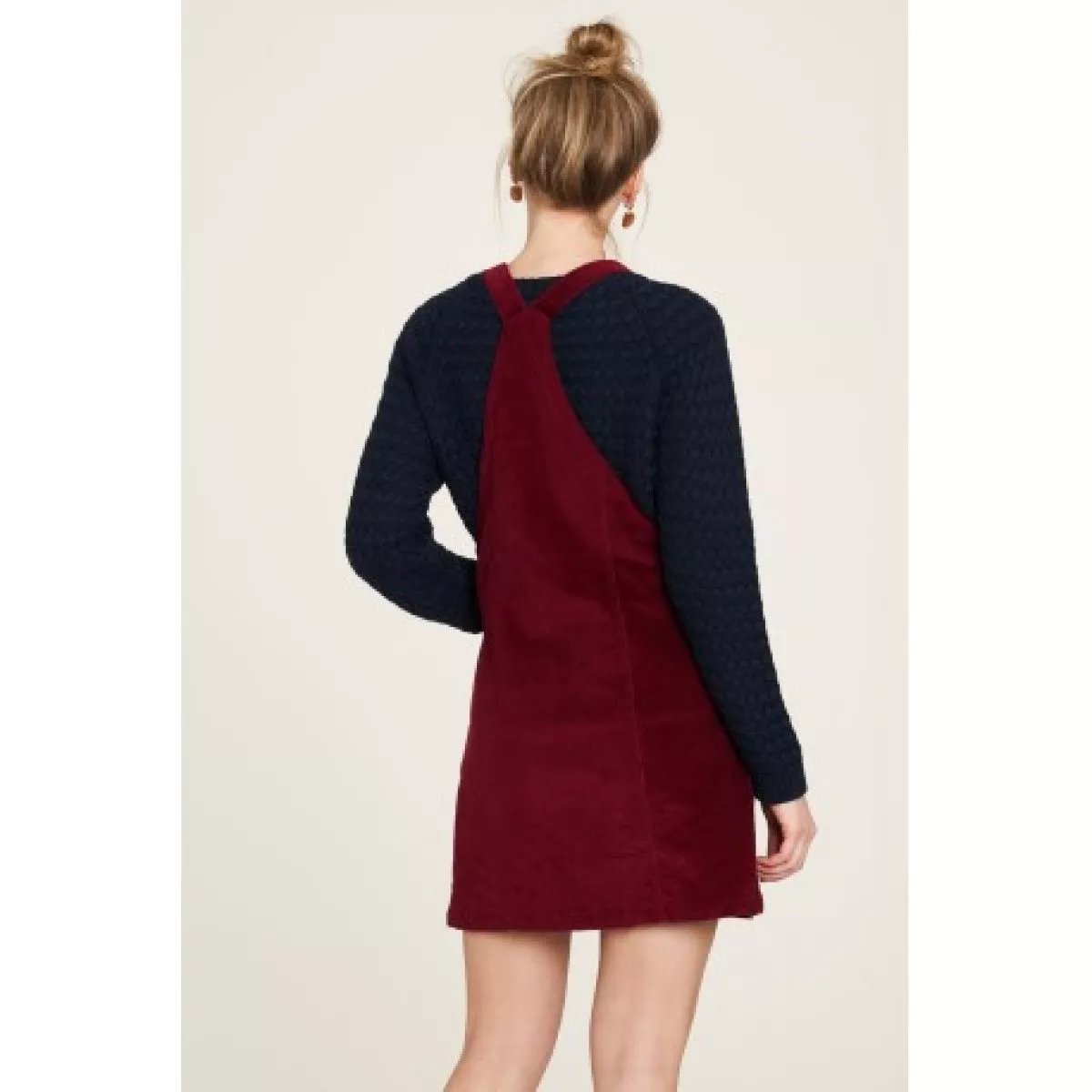Robe velours rouge rhubarbe en coton bio