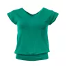 Top vert sans manche, col V, en Tencel