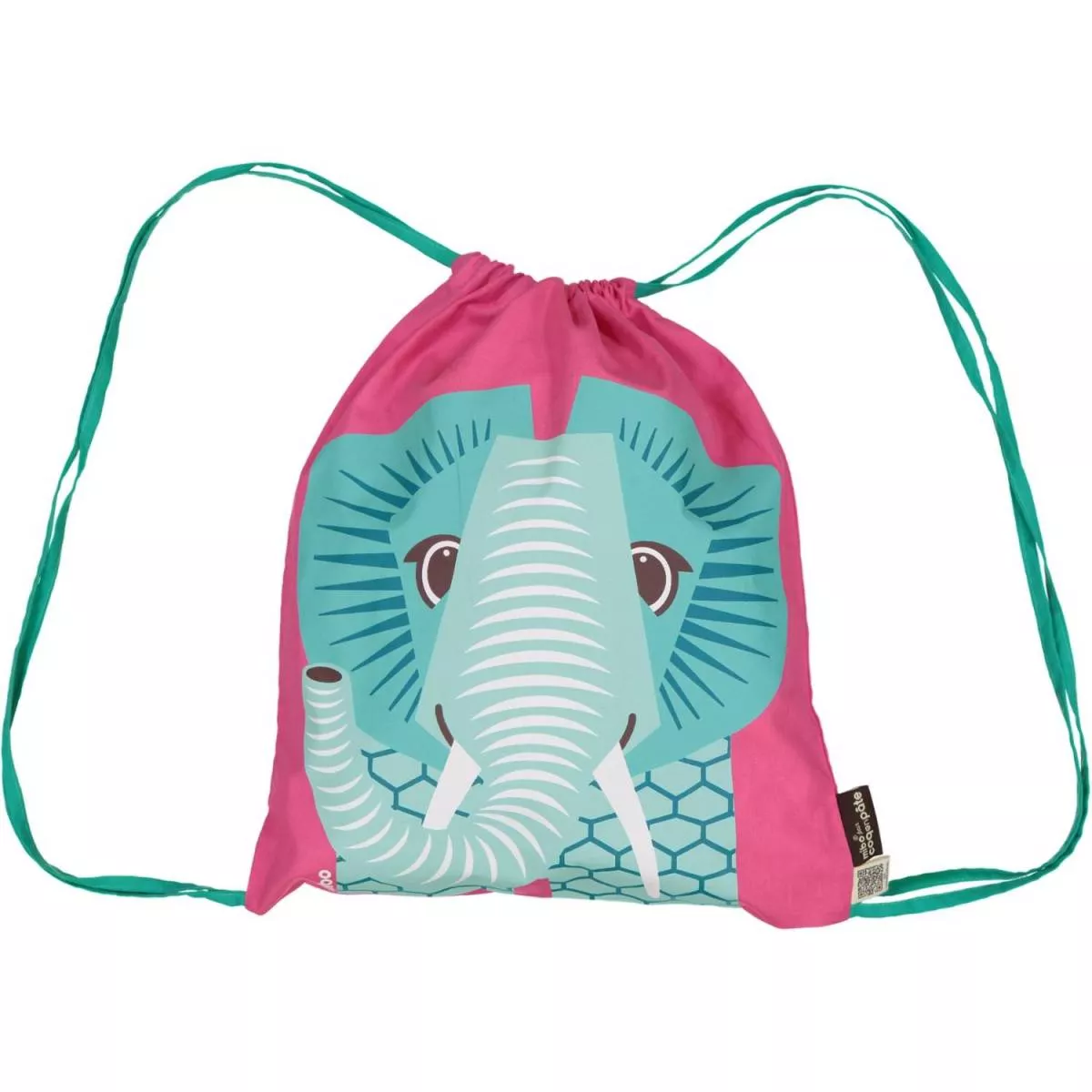 Sac à dos d'activité rose éléphant coton bio