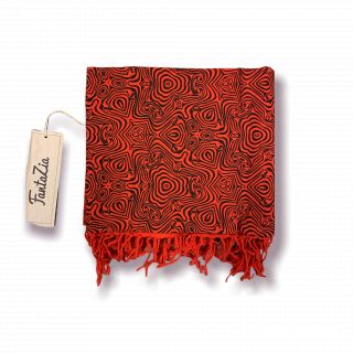 Cheche foulard rouge motifs noirs