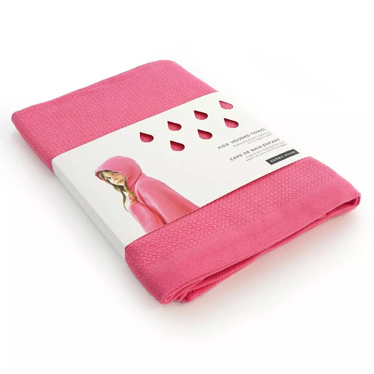 Cape de bain coton bio jaune, rose, bleue