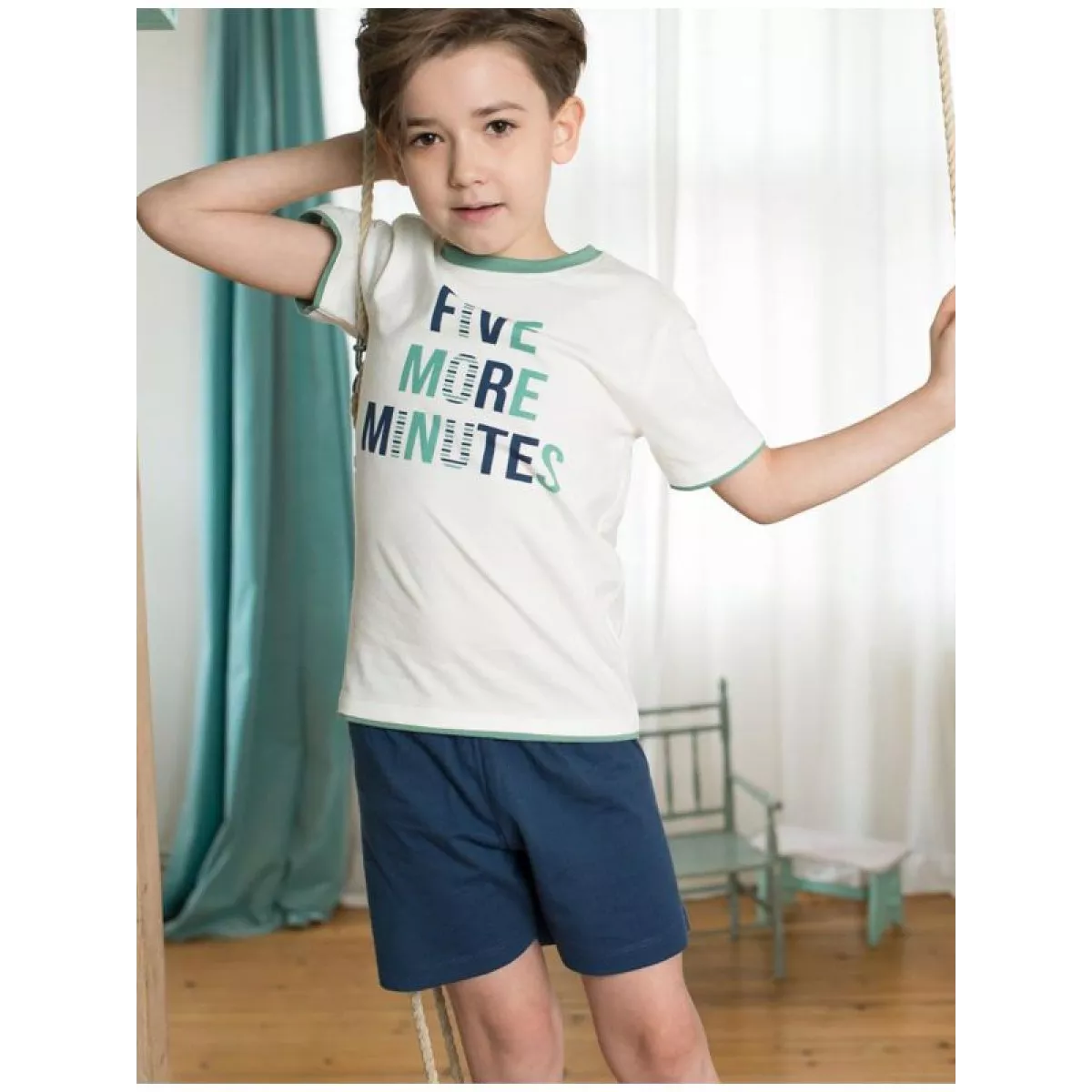 T-shirt imprimé five more minutes 100% coton biologique