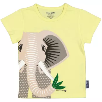 T-shirt enfant vert clair éléphant coton bio face