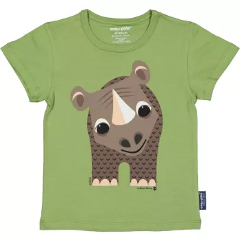 T-shirt enfant vert rhinocéros coton bio
