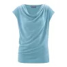 Top drapé couleur bleue vague chanvre coton bio Sissy