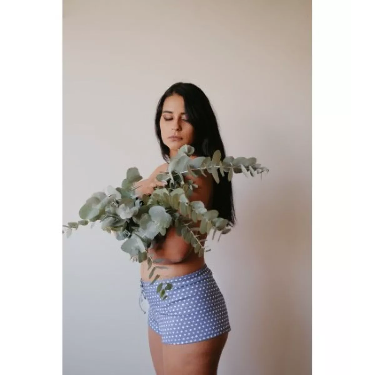 Short de nuit 100% coton biologique bleu