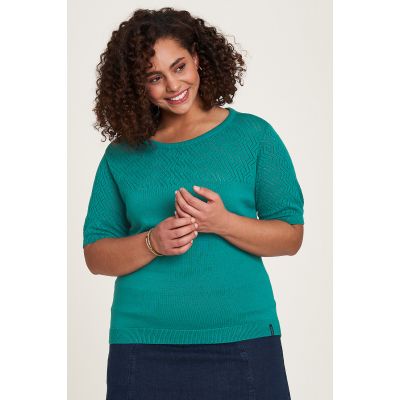 Haut vert femme tricoté en coton bio
