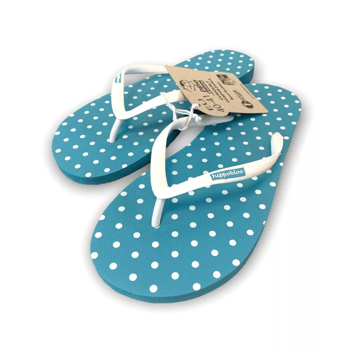 Tongs femme en caoutchouc naturel blue pois coconut 