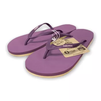 Tongs femme en caoutchouc naturel violet et semelle crême 