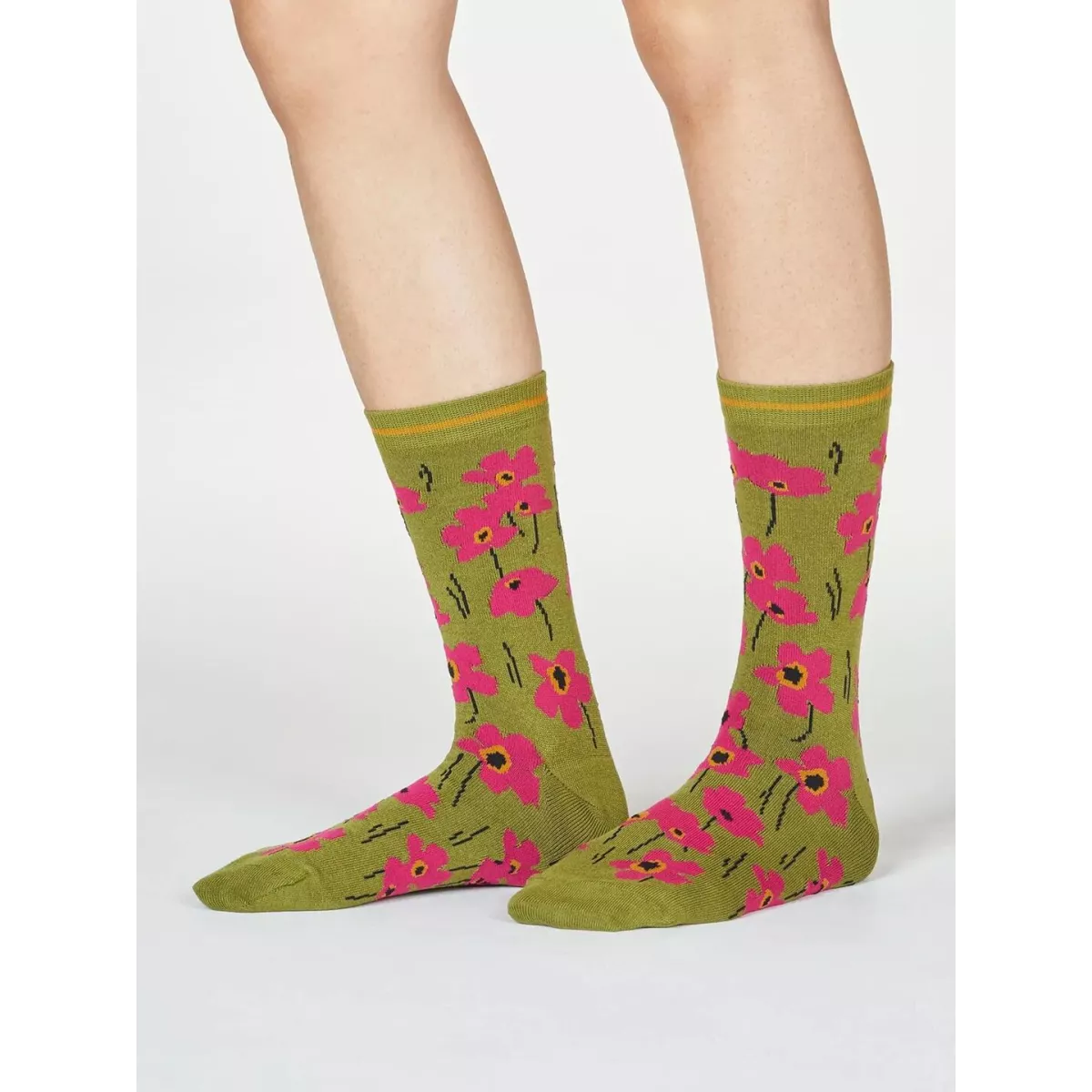 Chaussettes bambou et coton bio roses motif fleurs