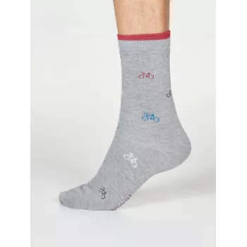 Chaussettes bleues ou grises avec imprimés cyclistes