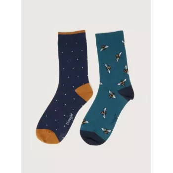 Pack de 2 paires de chaussettes imprimés abeilles et pois 
